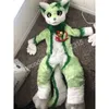 Green Cat Mascot Costume Fur Kurtka Halloween garnitur odgrywanie roli Xmas Easter Festival Adult