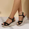 Sandals Black Beige Wedge for Womens Platform Fish Mouth Cross Strap Fashion Shoes Female Summer Buckle Sandal 230630