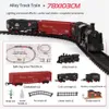 Electric/RC Track Simulation Steam Train Eloy Metal Car Track Railway Classical Train Model With Smoke Battery Operated Kids Toy Gift 230629