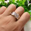 Cluster Rings Exquisite Luxury Gold Colors For Men Trendy Metal Inlaid White Stone Party Ring Engagement Jewelry Gift