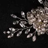 Hårklipp Trendiga silverfärg CRYSTAL RHINESTONE Handgjorda kammar för kvinnor Brud bröllop smycken Huvudstycke Tillbehör