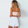Kvinnors tankar Summer Vest Crop Tops för kvinnor ärmlös rygglös stropplös tibe topp sexiga damer bandage knut front klubb streetwear kläder