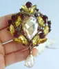 Broches Prachtige 3.54" Tea Yellow Oostenrijkse Crystal Teardrop Broche Pin Hanger EE04082C4