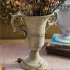 Vazen Groene Binaural Cup Vorm Vintage Oude IJzeren Vazen Nordic Decor Europese Bloempot Goblet ical Interieur Decoracion Tafelvaas x0630