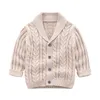 Manteau Citgeett 0 3Y automne hiver bébé garçons pull vêtements solide tricot à manches longues simple boutonnage chaud 230630