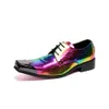 Scarpe eleganti italiani arcobaleno fatti a mano arcobaleno vera berretto da cappuccio da uomo classico scarpe vestito scarpa alare derby abita elegante bestiale oxfords 230629