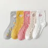 Women Socks Embroidered Love Star Tube Female Lace Candy Color Student Tide Japanese Wild Jk Lolita Stockings Cute Cotton Woman