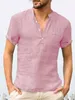 Homme Chemise en Lin Chemise d'été Chemise de Plage Noir Blanc Rose Manches Courtes Col Uni Quotidien Loisirs Vêtements de Sport Habillement