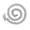 Rhodium plaqué micro pave cz rectangle liaison chaîne entièrement pavée glacée