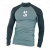 Kvinnors badkläder män simning t-shirt baddräkt strand uv skydd utslag vakt dykning långärmad surfdräkt surfkläder rashguard