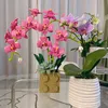 Bloki Flower Orchid Bukiet Bukiet Bukiet Model Plant Domowe Dekoracja Romantyczne Walentynki dla Girl Toy Prezent R230629