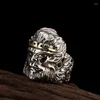 Bagues de grappe Thai Silver Monkey King Bague d'ouverture pour homme Real S925 Pure Handmade Sun Wukong Creative