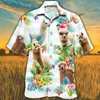 Men's Casual Shirts Jumeast Goat Lovers Tropical Flower Men Hawaiian Shirt Chicken Cattle Beach Blouse Cow Pig Farm Clothes Farmer Gifttify