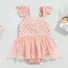 Rompers Infant Baby Girls Mesh Romper Summer Casual Solid Color Flying Sleeve Lace Dressborn Clothing Children s Bodysuit Jumpsuit 230630