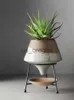 Vases nordique simple en fer forgé grès ensemble de fleurs maison succulent pot de fleur créatif en céramique salon décoration de la maison vase x0630