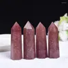 Figurines décoratives 70-80mm Cristal Naturel Point Fraise Quartz Guérison Pierre Obélisque Baguette Tour Ornement Pour La Décoration Intérieure Pyramide D'énergie