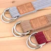 Belts Women Men Simple Silver Buckle Casual Weave Waist Band Canvas Strap Double Ring Waistband Nylon Braided Belt