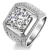 Cluster Ringen Echt 925 Sterling Zilver VVS1 2 S Diamond Ring Box Sieraden Mannen Bague Bizuteria Edelsteen