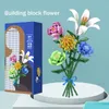 BLOCKS Byggnadsblock Flower Mini Plant Potted Bouquet Home Decoration Lily Rose Simulation Flower Children's Education Toy Gift R230701