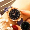 Wristwatches 2023 Relogio Feminine Women Fashion Quartz Watch Crystal Star Leather Bracelet Ladies Casual Leisure Wrist Watches