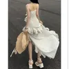 Abiti casual 2023 Summer Smart Light Fairy Long Dress Taglio verticale Strato irregolare Sensazione di cavezza flangiata