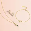 Ketting oorbellen set yaximan zilvering 925 sterling zilveren bloem zirkoon vierkante kubus armband voor vrouwen cadeau