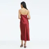 Casual Jurken Dames Echte Zijde Met Parel Elegante V-hals Mouwloze Jarretel Rokken Voor Vrouwen Zomer Mode Sexy Party Gown