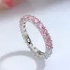 Cluster Rings Eternity Emerald Topaz Diamond Ring Real 925 Sterling Silver Party Wedding Band For Women Promise Engagement Jewelry