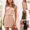 Casual Dresses Chic Women Mini Dress Low-Cut Ladies Elastic Midje V-formad Back Summer Dressing-Up