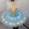 New Led Ballet Tutu Professional Ballerina Child Kids Swan Lake Dance Costumes Adult Girls Light Pancake Toddler Ballet Dress344P