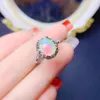 Cluster Anéis YULEM Natural Real Opal Ring Para Mulheres S925 Prata Esterlina Joias de Aniversário Presente 8 10 MM Pedra Preciosa Genuína