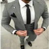 Casual Plaid Elegant Wedding Suit for Men 3piecesjacket Pant Vest Tie Fashion Custom Suits Tuxedo Terno Masculino Blazer2104