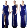 Casual Dresses KEXU Sexy One Shoulder Cloak Floor Sleeve Sequin Party Nightclub Formal Maxi Dress Women Special Occasion Evening Dinner