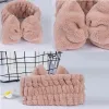 Nieuwe Effen Kleur Coral Fleece Zachte Boog Hoofdbanden Wassen Gezicht Hoofdband Vrouwen Meisjes Houder Tulband Haarbanden Accessoires