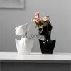 Vase Modern Art Nordic Style Ceramic Earring Face Vase Sculpture Creative Crafts Woman Body Flower Pot Living Room Bedroom Home Decor X0630