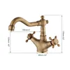 Badrumsvaskkranar Jieni Swivel Antik mässing Kökskran Basin Mixer Tap Dual Handtag Deck Mount Stream Rotated Cold Water