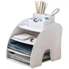 Jewelry Pouches Desktop File Rack 4-Layer Folder Classification Finishing Home Office Classroom Paper Organizer White