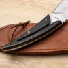 Top Quality R8341 Outdoor Survival Straight Knife 5Cr15Mov Satin Blade Full Tang Wood Handle Fixed Blade Knives with Leather Sheath