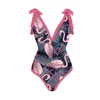 Costumi da bagno da donna Costume da bagno intero nero sexy Costume da bagno donna con fiore solido D Costume da bagno monokini senza schienale con volant