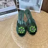 Mode kvinnor sandaler senior blommor spetspumpar Italien populär kik tå solros snörning utsmyckade simplar design casual aftonklänning sandal hög klackar box eu 34-43