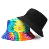 Novo chapéu de pescador multicolorido arco-íris feminino de puro algodão respirável para verão com tom balde para viagem, praia e dupla face