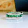Klusterringar 2023 925 Sterling Silver Emerald Sapphire High Carbon Diamond Wedding Ring Ladies Boutique Jewelry