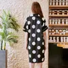 Ropa de dormir para mujer, ropa de dormir de primavera y verano, vestido de noche negro, bata de baño de seda satinada para mujer, camisón de lunares para mujer, decoración blanca M L XL