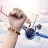 Charm Bracelets Fashion Gold Color Stainless Steel Anchor Airplane With Vintage Genuine Leather Bracelet Men Women Homme Jewelry