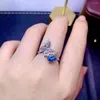 Cluster Rings 925 Pure Silver Chinese Style Natural Swiss Blue Topaz Women's Elegant Butterfly Adjustable Gem Ring Fine Jewelry Suppor