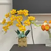 Bloki Flower Orchid Bukiet Bukiet Bukiet Model Plant Domowe Dekoracja Romantyczne Walentynki dla Girl Toy Prezent R230629