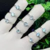 Cluster Rings 10PCS Genuine Natural Blue Topaz Ring For Women Fashion Stone Adjustable Engagement Party Jewelry Gifts Wholesale