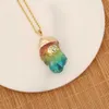 Mode smycken Natural Crystal Stone Pendant Copper Micro Set Zircon Design rostfritt stål halsbandsmycken