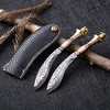 Top Quality R8342 Small Machete Knife High Carbon Steel Blade Brass Handle Fixed Blades Knives Outdoor Camping Hiking Fishing Survival Knives With Leather Sheath