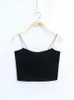 Women's Tanks 2023 Women Fashion Korea Style Red Black Solid Color Short Section Sexy Camisole Female Tie Gold Velvet Tops